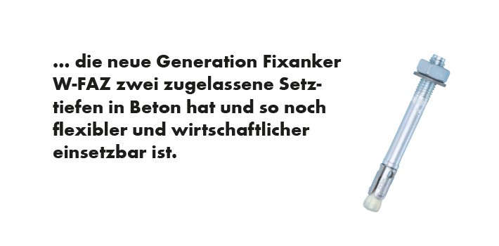Die neue Generation Fixanker W-FAZ